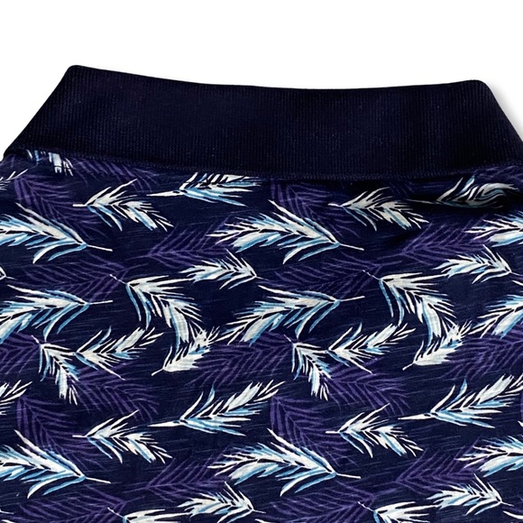 Slate & Stone Polo Shirt 100% Cotton Navy Blue Fern Print, Size M - Picture 8 of 15